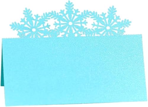 XIANMY Tischkarte Name Sitzkarten Weihnachten Schneeflocke Karte für Tischdekoration Geburtstag Hochzeit Party Supplies Blau, 50 Stück von XIANMY