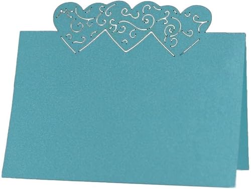 XIANMY Tischkarte für Hochzeit, Herz, Zeltkarte, gefaltete Tischdekoration, Sitzkarte, Hochzeits-Partyzubehör für Tischdekoration, Blau, 10 Stück von XIANMY