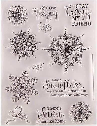 XIANMY Transparenter Silikonstempelbogen Schneeflocke Transparente Siegelprägung Stempel für DIY Scrapbooking Kartenherstellung Dekoration von XIANMY