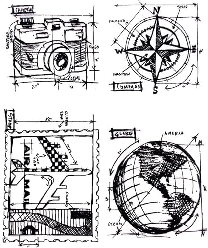 XIANMY Transparenter Stempel Kamera Kompass Flugzeug Silikon Transparente Dichtung für Kartenherstellung DIY Handwerk Scrapbooking Fotoalbum von XIANMY