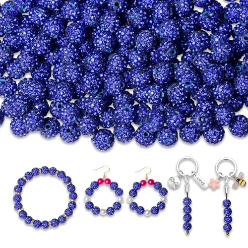 XIANNVXI 10mm Strass Perlen Navy Blau Glitzerperlen zum Auffädeln Perlenset Disco Ball Diamant Perlen für Armbänder Ohrringe Kette DIY Schmuckherstellung (100 Stück) von XIANNVXI