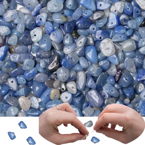 XIANNVXI 400pcs Blauer Aventurin Perlen zum Auffädeln Kristalle Perlen Natürlichen Kristall Steine Perlen für Armbänder Machen Crafting 2 Stränge Unregelmäßige Edelsteine Gebohrt DIY Schmuck 5-8mm von XIANNVXI