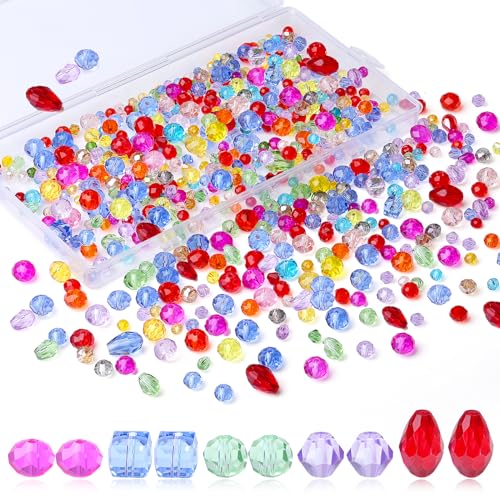 XIANNVXI Bunte Glasperlen zum Auffädeln, Bastelperlen Set 4/6/8 mm Perlen zum Auffädeln, 800 Stück Glitzer Glasperlen für Armbänder Ohrringe Basteln DIY Schmuckherstellung (Gemischte Farbe Perlen) von XIANNVXI