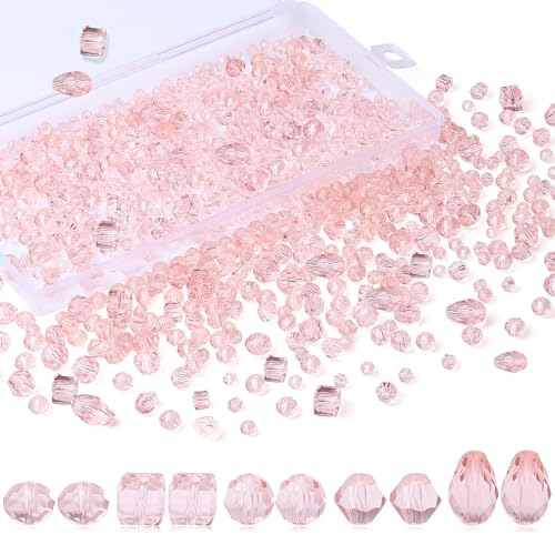 XIANNVXI Rosa Glasperlen zum Auffädeln, Bastelperlen Set 4/6/8 mm Perlen zum Auffädeln, 800 Stück Rosa Glitzer Glasperlen für Armbänder Ohrringe Basteln DIY Schmuckherstellung (Rosa Perlen) von XIANNVXI