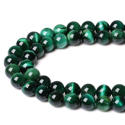 XIANNVXI 8mm Naturstein Grünes Tigerauge Perlen zum Auffädeln mit Loch Runde Kristalle Edelsteine zum Auffädeln Perlen für Armbänder Ketten DIY Schmuck Basteln (ca. 47 Stück) von XIANNVXI
