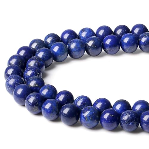 XIANNVXI 8mm Naturstein Lapislazuli Perlen zum Auffädeln mit Loch Runde Kristalle Edelsteine zum Auffädeln Perlen für Armbänder Ketten DIY Schmuck Basteln (ca. 47 Stück) von XIANNVXI