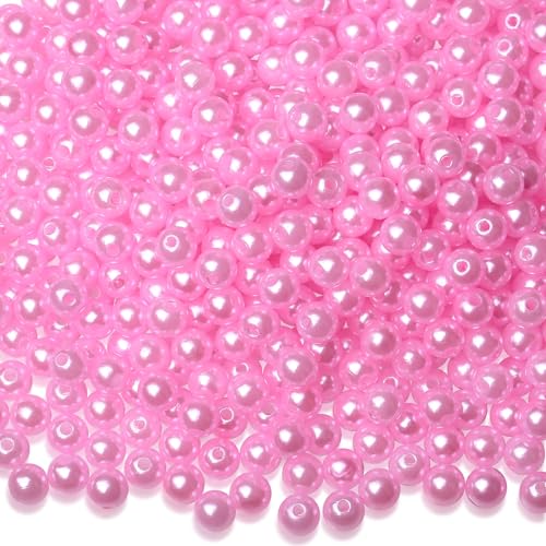 XIANNVXI 8mm Rosa Kunstperle Perlen Set Basteln Perlen zum Auffädeln mit Löchern Perlen für Armbänder Perlenkette Ohrringe DIY Schmuckherstellung 500 Stück von XIANNVXI