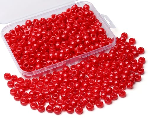 XIANNVXI Acrylperlen für Armbänder, Halsketten, Schmuckherstellung, Kandi-Perlen, 9 mm, Rot, 500 Stück von XIANNVXI