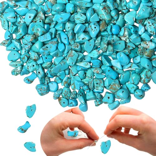 XIANNVXI Blauer Türkis 400pcs Perlen zum Auffädeln Kristalle Perlen Kristall Steine Perlen für Armbänder Ketten Ohrringe Schmuck Machen Crafting Unregelmäßige Gebohrt DIY Edelsteine 5-8mm von XIANNVXI