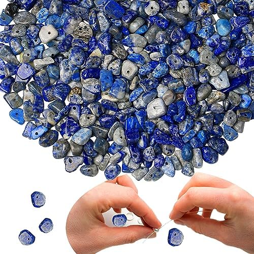 XIANNVXI Lapislazuli 400pcs Perlen zum Auffädeln Kristalle Perlen Kristall Steine Perlen für Armbänder Ketten Ohrringe Schmuck Machen Crafting Natürlichen Unregelmäßige Gebohrt DIY Edelsteine 5-8mm von XIANNVXI