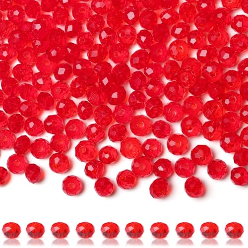 XIANNVXI Rote Glasperlen, 6 mm, Glasperlen für die Schmuckherstellung, 400 Stück, rote Glasperlen, rote Perlen, Schmuckperlen, Kristallperlen, Glasperlen zum Basteln von XIANNVXI