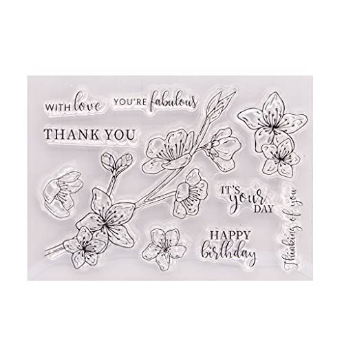 XIANZI Transparenter Klarer Silikonstempel, Siegel Für DIY Scrapbooking Branches Orchid Clear Stempel für Kartengestaltung Dekoration und DIY Scrapbooking Silikonstempel für Handarbeit Multi von XIANZI