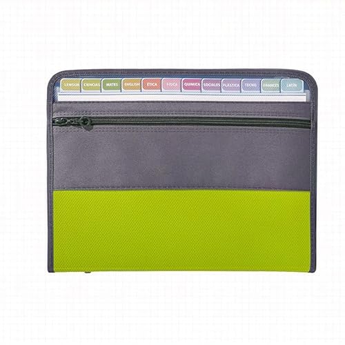 Namiz-b Fächermappe (35 x 26,5 x 3,5 cm), A4-Format, Dokumenten-Organizer, feuerfeste Geldtasche, 13 Taschen, Reißverschluss, tragbar, für Schecks, Rechnungen (grün) von XIAO HUA