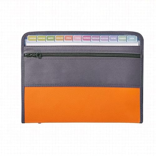 Namiz-b Fächermappe (35 x 26,5 x 3,5 cm), A4-Größe, Dokumenten-Organizer, feuerfeste Geldtasche, 13 Taschen, Reißverschluss, tragbare Dokumentenmappe, Aufbewahrung für Schecks, Rechnungen (Orange) von XIAO HUA