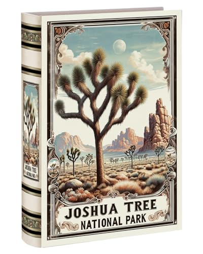 XIAOAIKA Dekorative Bücherbox aus Holz – Vintage Faux Buchboxen mit Nationalpark-Design, geheime Aufbewahrung mit Magnetverschluss, Lederbezug, perfekt für Home Office Bücherregal (1 x Joshua Tree) von XIAOAIKA