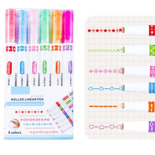 3/6 Stück/Set Blumenform Textmarker Roller Tip Curve Liner Marker Schreibwaren Bürobedarf Schule Korean Set Border Curve 2025 Textmarker Stift 2025 Stifte Farbige Set Stifte Textmarker s von XIAOBAN