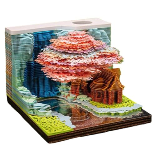 Blume Obst Berg Baum Haus 3D Haftnotizen Memo Pad LED Licht Abreißen 3D Blöcke Papier Schnitzerei Dekoration Notiz von XIAOBAN