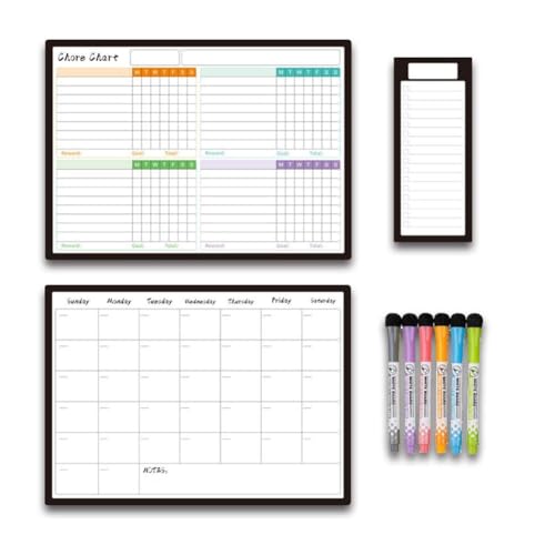 Magnetisches Kühlschrank-Aufkleber-Planer-Set, Wochenplaner, Kalender für wiederverwendbare Planung, tägliche Kühlschrank- und Tafel, Monatsmarker, Radiergummi, Wochenbrett, selbstklebender von XIAOBAN