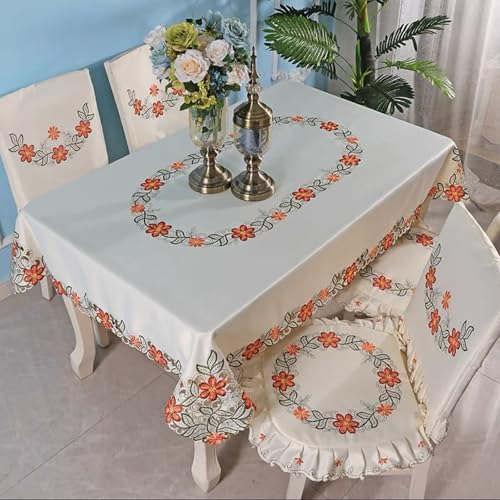 XIAOGUDONG Mit Spitze Bestickte Tischdecke, Rechteckige Polyester-Tischdecke, Klassische Dekorative Spitzentischdecke Mit Botanischen Blumen, Geeignet Für Möbel, Esstisch (59 X 87 Zoll),107×178cm,d von XIAOGUDONG