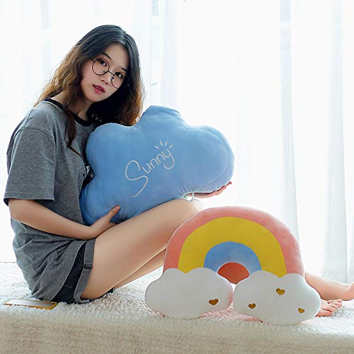 Mond Regenbogen Wolke Kissen Kissen Weiches Plüsch Wolke Gefüllt Regenbogen und Mond Kinderzimmer Dekor, Sofa Schlafkissen, Wolke Wurfkissen Plüsch Sofakissen Kissen Kissen Auto Nackenkissen (Wolke) von XIAOHONG