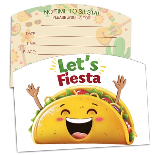 XIAOPNN Mexikanische Fiesta-Geburtstagsparty-Einladung für Mädchen und Jungen, Taco-Bout-Geburtstagsparty-Zubehör, 30 Karten mit 30 Umschlägen von XIAOPNN