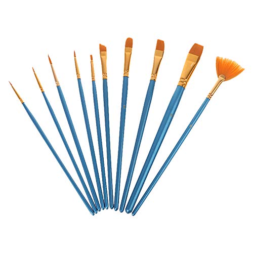 Acryl-Pinsel, Nylonhaar, Aquarell, Flabellum, spitze Spitze, Künstler-Set, 10 Stück von XIAOQENAN