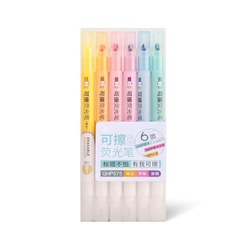 XIAOQENAN 6 radierbare Textmarker, Doppelspitzen-Marker, Malset für Kinder, für Kartenherstellung, Scrapbooking, Planer, Kalender von XIAOQENAN