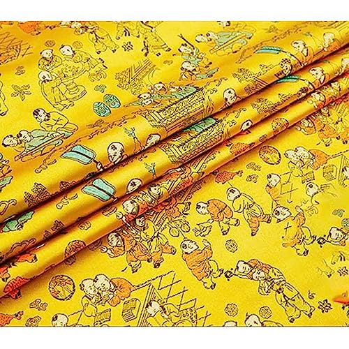 Orientalischer Drachendruck,Chinesischer Stoff, Tang-Anzug Cheongsam Jacquardstoff 75X100cm(Golden) von XIAOQINGHH