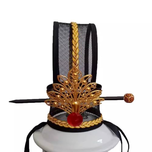 XIAOQINGHH Chinesischer Kaiserhut, Antiker Hanfu-Kronenhut, Ministerhut, antike Haarnadel-Kopfbedeckung, Schwarz von XIAOQINGHH