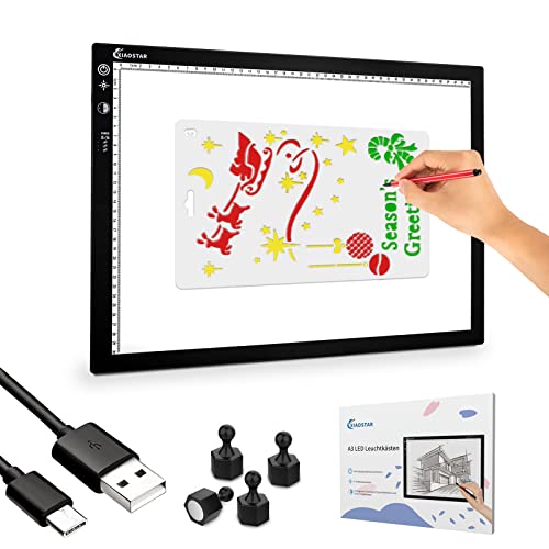 XIAOSTAR A3 Led Licht Pad Leuchttisch, Smart Tracing mit Sperrbildschirm und Timing-Set, Einstellbare Helligkeit und Farbtemperatur,für Künstler, Animationszeichnen, Skizzieren, Röntgenbetrachtung von XIAOSTAR