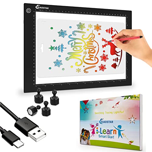 XIAOSTAR Led Licht Pad A4, Leuchttisch einstellbare leuchtkasten Copy Board Leuchtkasten, mit Type-C Ladekabel für Diamond Painting Skizzieren Animation (LB-A4-M-Basic-Black) von XIAOSTAR