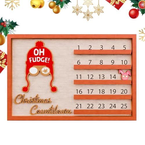 XIAOXIAOYU Countdown-Kalender, Adventskalender 2024, Countdown zum Weihnachtskalender aus Holz, Rustikale Tischdekoration mit Zahlen und Datum, Sammlerspielzeug, Schreibtischzubehör für Familienfeiern von XIAOXIAOYU