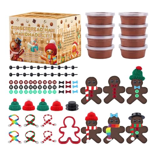 XIAOXIAOYU Weihnachts-Lebkuchen-Bastelarbeiten, Lebkuchenmann-Bastelarbeiten | Ton-Lebkuchenmann-Bastelsets | Lufttrocknende Modelliermasse, Lebkuchenornament, bauen Sie Ihr Lebkuchenhandwerk für von XIAOXIAOYU