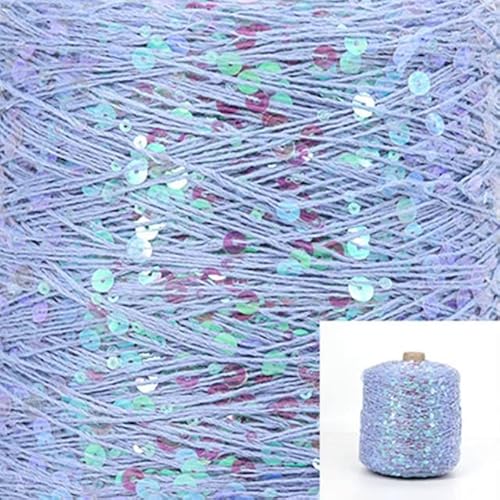 XIAOXIN 50 g/Rolle Baumwolle Pailletten Garn 6 mm + 3 mm Pailletten Handstrickgarn Faden Luxus Glitzer weiches Seil DIY Material von XIAOXIN