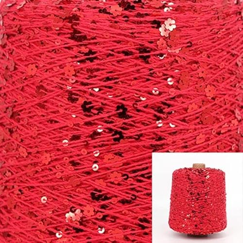 XIAOXIN 50 g/Rolle Baumwolle Pailletten Garn 6 mm + 3 mm Pailletten Handstrickgarn Faden Luxus Glitzer weiches Seil DIY Material von XIAOXIN