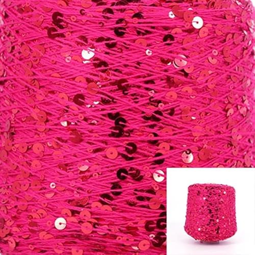 XIAOXIN 50 g/Rolle Baumwolle Pailletten Garn 6 mm + 3 mm Pailletten Handstrickgarn Faden Luxus Glitzer weiches Seil DIY Material von XIAOXIN