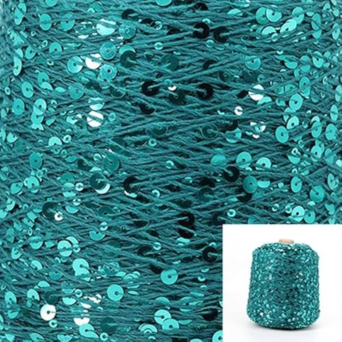 XIAOXIN 50 g/Rolle Baumwolle Pailletten Garn 6 mm + 3 mm Pailletten Handstrickgarn Faden Luxus Glitzer weiches Seil DIY Material von XIAOXIN