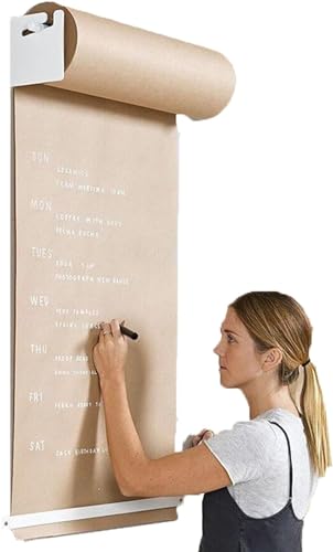 Brauner Kraftpapierrollenhalter zur Wandmontage, hängender Notizrollenhalter, mit 50 m langem Kraftpapier(White,97CM) von XIAOYIWIN