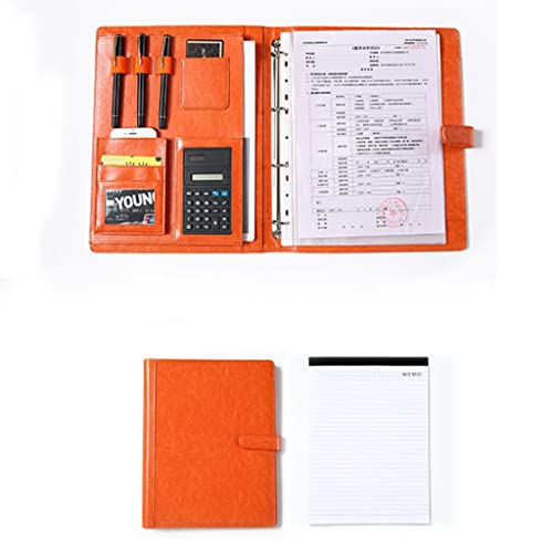 Business-Konferenzmappe aus Leder, Konferenzmappe, Schreibmappe, Dokumentenmappe, A4-Ringbuch aus Leder for Konferenzunterlagen, for Profis und Studenten gleichermaßen(Orange,Computer) von XIAOYIWIN