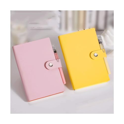 Exquisites klassisches liniertes Papier-Notizbuch, Taschennotizbuch aus Leder, Tagebuch, A6, ideal for Notieren und Schreiben(Pink+yellow) von XIAOYIWIN