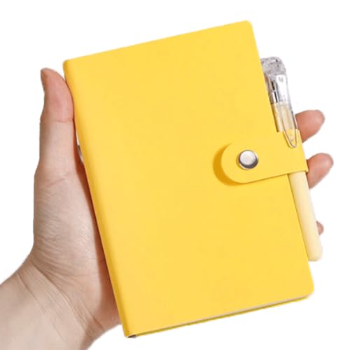 Exquisites klassisches liniertes Papier-Notizbuch, Taschennotizbuch aus Leder, Tagebuch, A6, ideal for Notieren und Schreiben(Yellow) von XIAOYIWIN