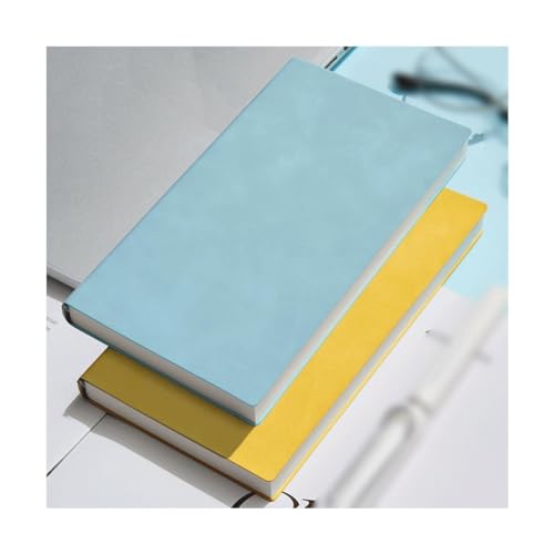 Exquisites liniertes Notizblock-Notizbuch mit Spiralbindung aus Leder, 2er-Pack for Zuhause, die Schule und das Büro(Light Blue+yellow) von XIAOYIWIN