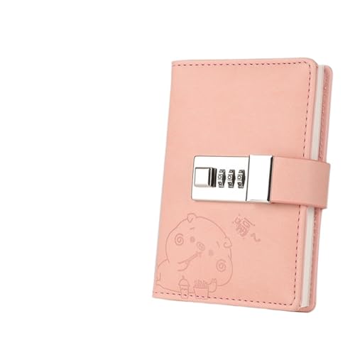 Notizbuch, kleines Notizblock, A7, Notizbuch mit Schloss, Tagebuch, Büro, Tagebuch, Agenda, Planer, Schreibwaren, Organizer, Linie, Skizzenbuch, Taschennotizbuch for Arbeit, Studium(Pink) von XIAOYIWIN