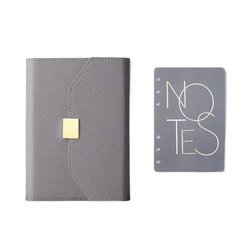 Notizbuch, nachfüllbar, Notizbuch, Tagebuch, A5, Ordner, 6-Ring-Ordner, Vintage, Premium-PU-Leder, klassisches Reisetagebuch, Tagebuch, Notizbuch for Studium, Arbeit(Light Grey,A6) von XIAOYIWIN