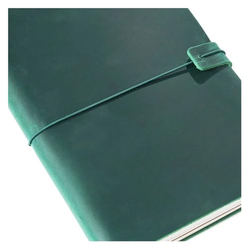 Notizbuch Leder Notizbuch Handgemacht Vintage Rindsleder Tagebuch Journal Skizzenbuch Planer Reise Notizbuch Einband for Studium, Arbeit(Green,A5 Size 22x15.5cm) von XIAOYIWIN