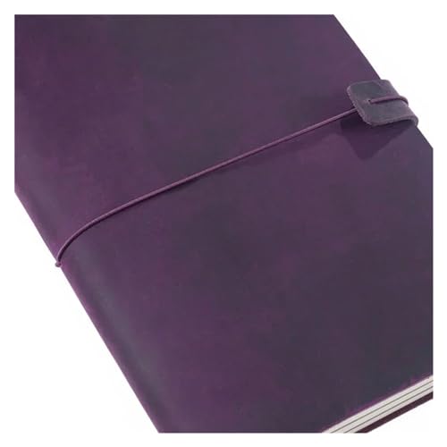 Notizbuch Leder Notizbuch Handgemacht Vintage Rindsleder Tagebuch Journal Skizzenbuch Planer Reise Notizbuch Einband for Studium, Arbeit(Purple,A5 Size 22x15.5cm) von XIAOYIWIN