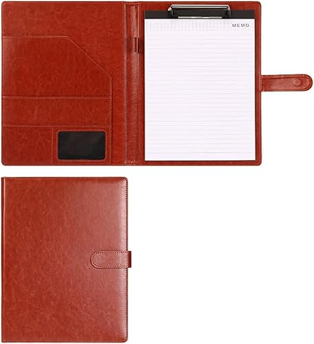 Riemen, robuste Taschen, Werkzeug, Arbeitsschürzen, Klemmbrett-Ordner mit Abdeckung for Notizblockhalter, Briefgröße A4, Schreibblock for Schule, Büro, Konferenz(Brown,With notebook) von XIAOYIWIN