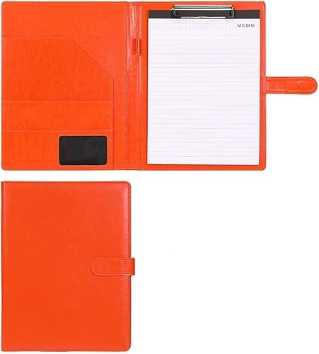 Riemen, robuste Taschen, Werkzeug, Arbeitsschürzen, Klemmbrett-Ordner mit Abdeckung for Notizblockhalter, Briefgröße A4, Schreibblock for Schule, Büro, Konferenz(Orange,With notebook) von XIAOYIWIN