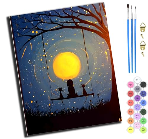 XIAOYOUQIAN Cartoongirl Katze Mond,Malen Nach Zahlen Erwachsene,Diy Handgemalt Ölgemälde Kit,Paint By Numbers Adult Mit 3,Pinseln Und Acrylfarbe Leinwand Kit,40X50 Cm,Ohne Rahmen XIAOYOUQIAN Cartoongirl Katze Mond,Malen Nach Zahlen Erwachsene,Diy Handgemalt Ölgemälde Kit,Paint By Numbers Adult Mit 3,Pinseln Und Acrylfarbe Leinwand Kit,40X50 Cm,Ohne Rahmen von XIAOYOUQIAN