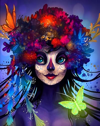 XIAOYOUQIAN Malen Nach Zahlen, Diy Handgemalt Ölgemälde, 3 Pinseln Und Vorgedruckt Leinwand,Ölgemälde, Festival Geschenk Home Deko,40X50Cm ,Comic Gothic Schminken Schmetterling Mädchen,Mit Rahmen XIAOYOUQIAN Malen Nach Zahlen, Diy Handgemalt Ölgemälde, 3 Pinseln Und Vorgedruckt Leinwand,Ölgemälde, Festival Geschenk Home Deko,40X50Cm ,Comic Gothic Schminken Schmetterling Mädchen,Mit Rahmen von XIAOYOUQIAN